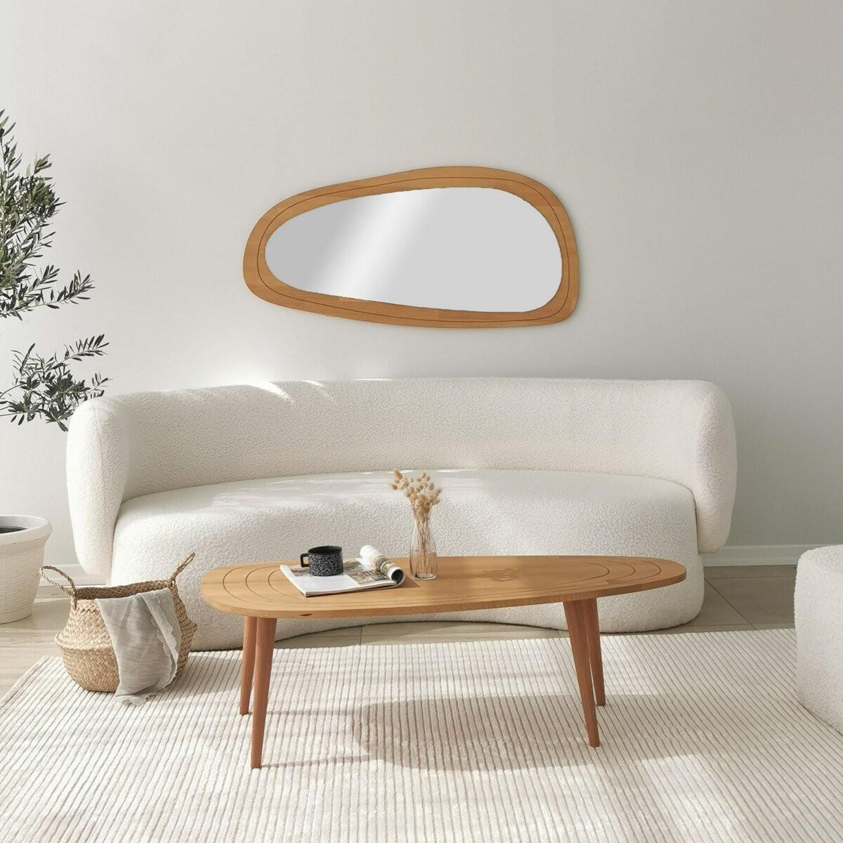 KONFERENČNÍ stolek se zaoblenou deskou, délka 115 cm - SWEET - jabloňová, kompozitní dřevo (115/50/38cm) - Calicosy