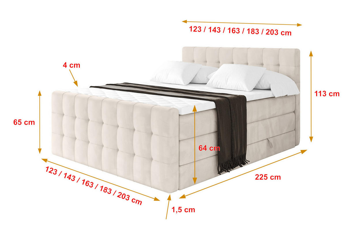BOXSPRINGOVÁ POSTEL s matrací H3/H4 - IGAN-Z KING - 200x200 cm Béžová - šedobéžová, kompozitní dřevo (203/200cm) - ALTDECOR