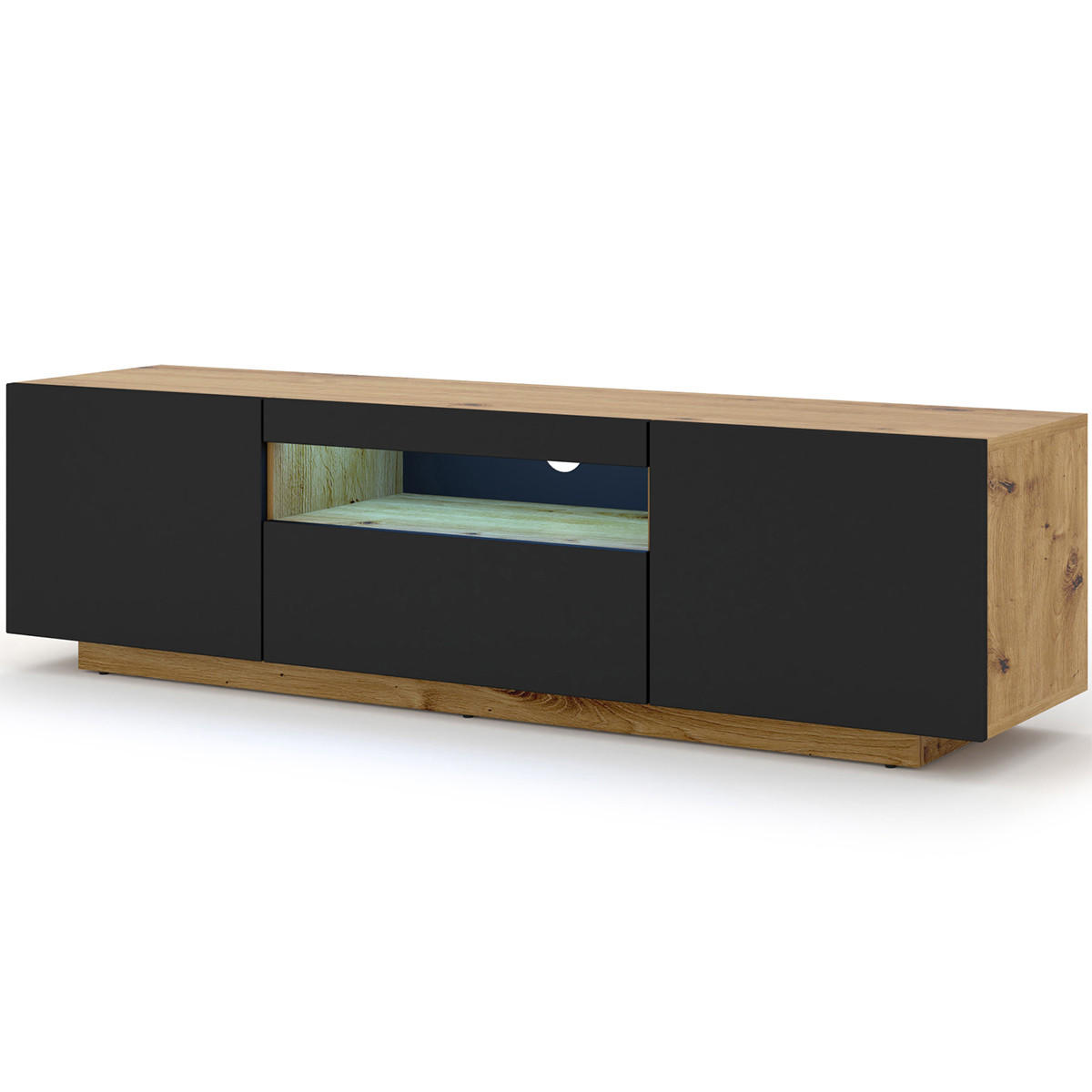 TV-MÖBEL Aurus Holz und Schwarz - Schwarz, Holzwerkstoff (150/36/37cm) - Petits-meubles