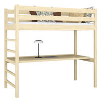 HOCHBETT N01 mit Schreibtisch Klare Kiefer 120/180 - Braun, Naturmaterialien/Holz (120/180cm) - N-Wood