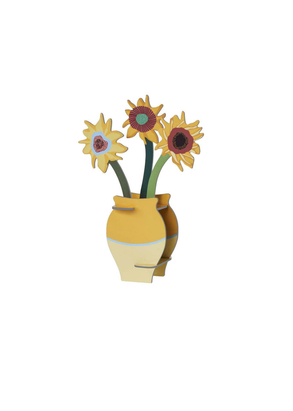 DEKOFIGUR Sonnige Blumenvase 4/14 cm - Multicolor, Wellpappe (4/14/11cm) - KUNSTLOFT