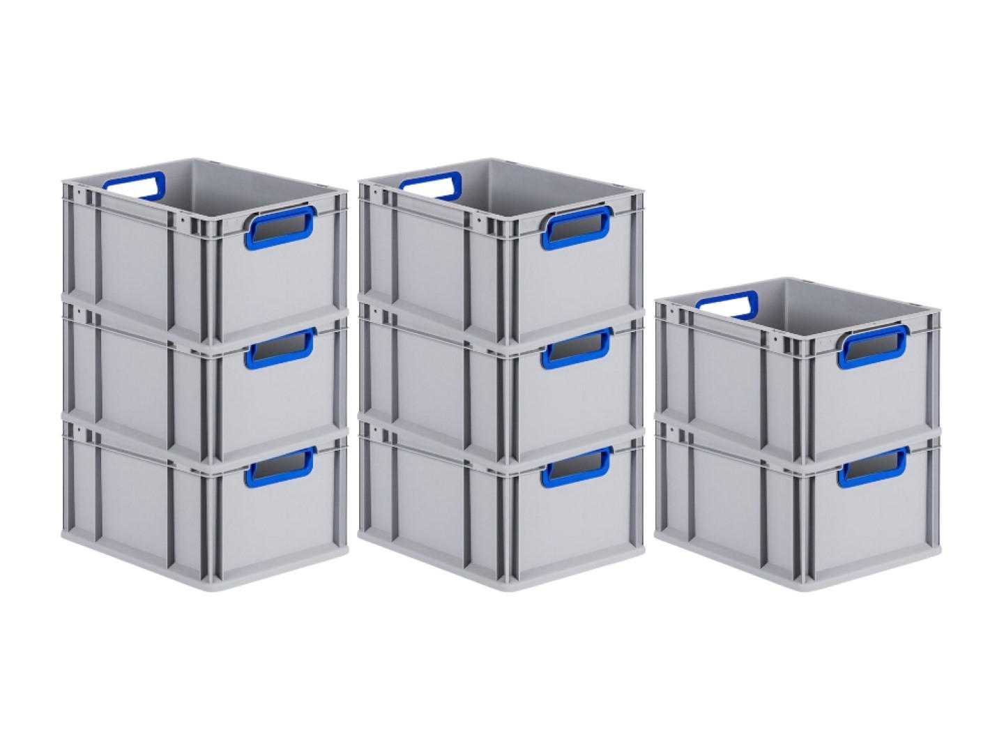 EUROBOX 8x Nextgen Color 22x30x40cm 20 Liter Griffe Blau Offen - Blau, Kunststoff (30/22/40cm) - PROREGAL