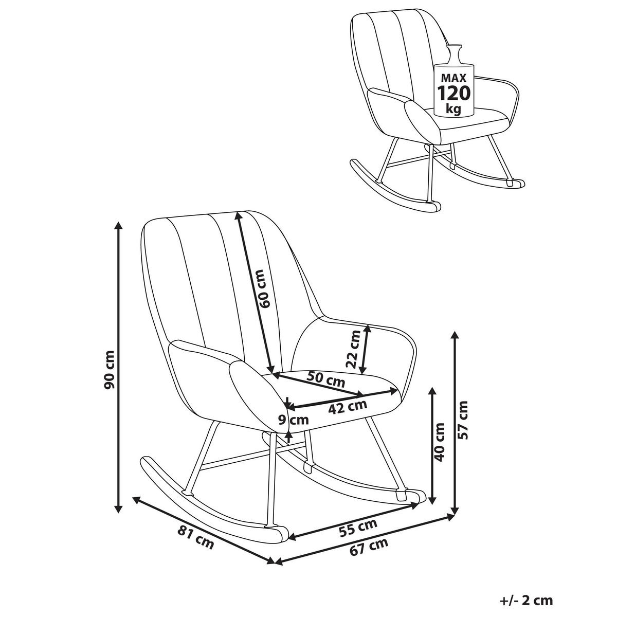SCHAUKELSESSEL Cremeweiß Kinno - Schwarz/Weiß, Textil (67/90/81cm) - Beliani