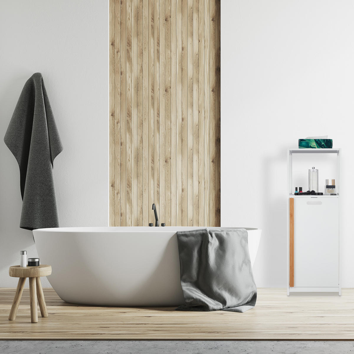 BADREGAL - Multicolor, Holz/Holzwerkstoff (36/98/30cm) - Relaxdays