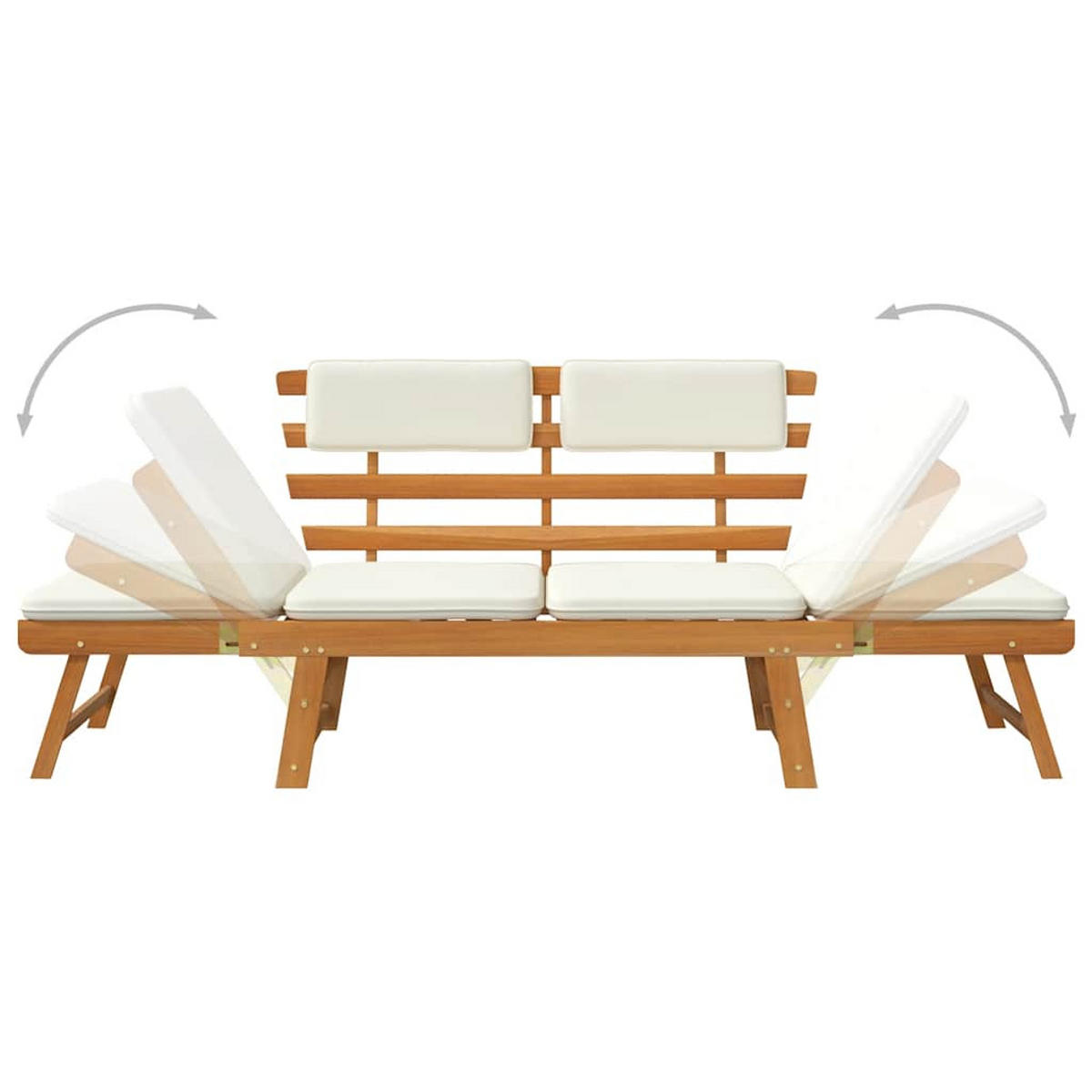GARTENBANK 2-In-1 Mit Polstern 190 Cm Massivholz Akazie - Creme, Holz/Textil (190/75/68cm) - vidaXL