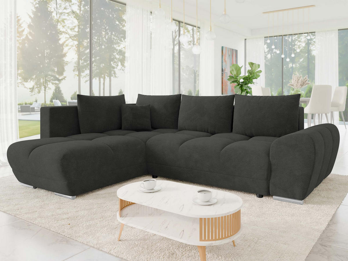 ECKSOFA Forest, Seite: Links - Schwarz, Holz/Kunststoff (290/183cm) - MIRJAN24