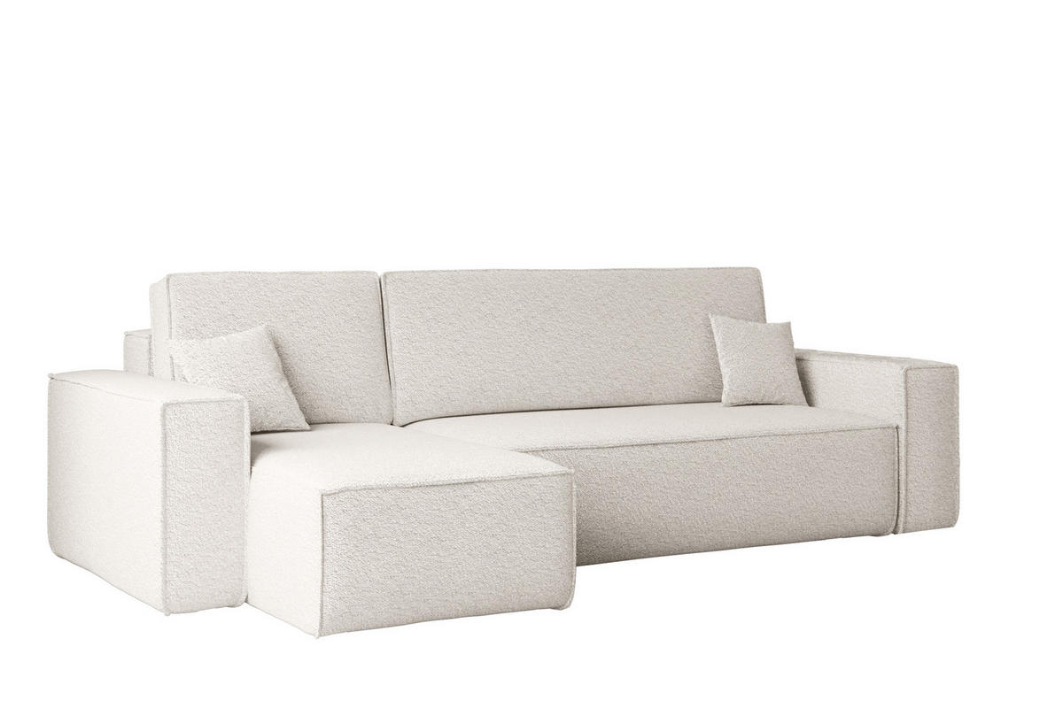 ECKSOFA Mit Schlaffunktion Und Bettkasten L-Form BEST Stoff Abriamo Ecru Links - Ecru, Holz/Textil (142/244cm) - Kaiser Möbel