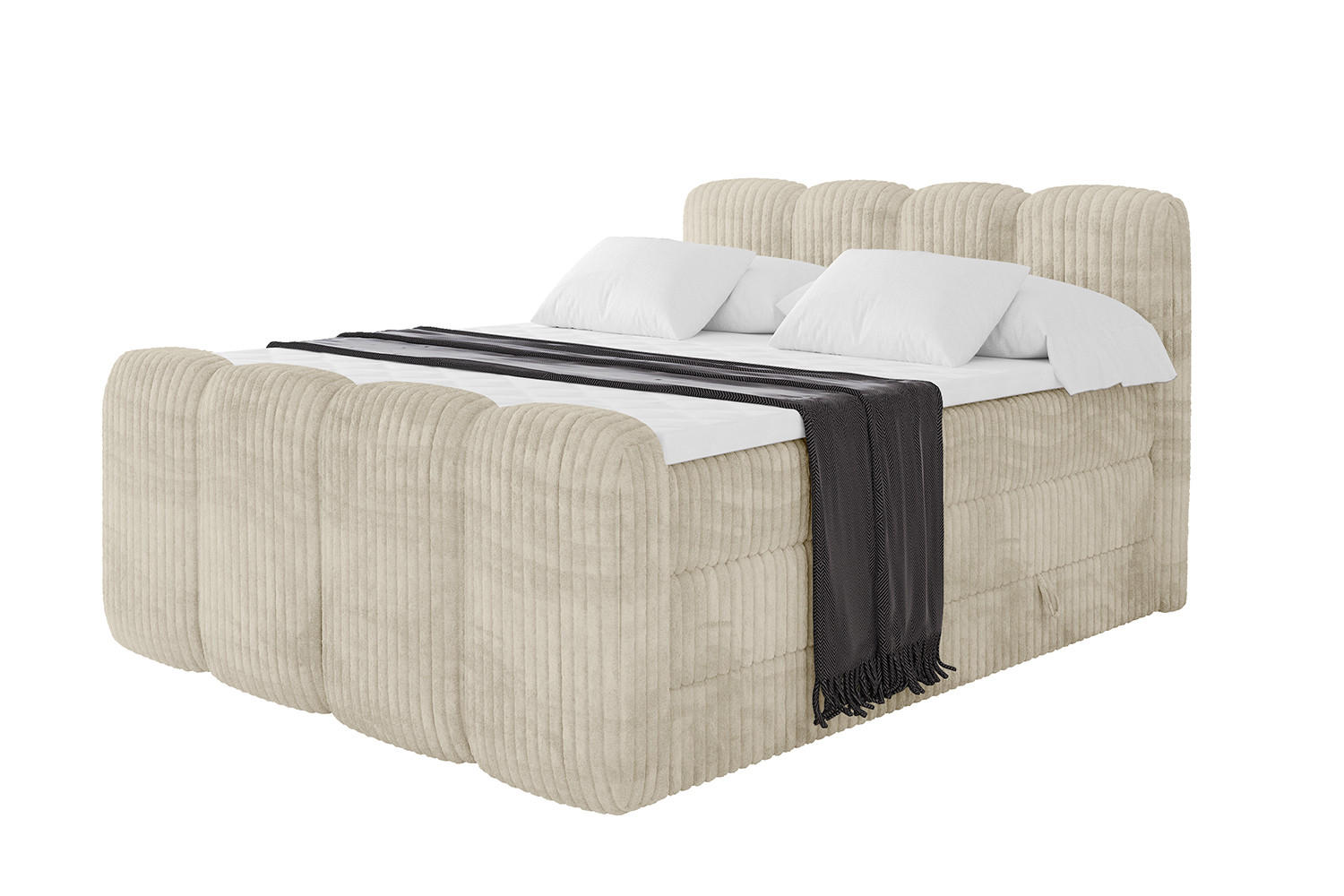 BOXBETT mit Matratze H3|H4 - NINA-Z KING - 120x200 cm - Creme - Magnolie, Holzwerkstoff (120/200cm) - ALTDECOR