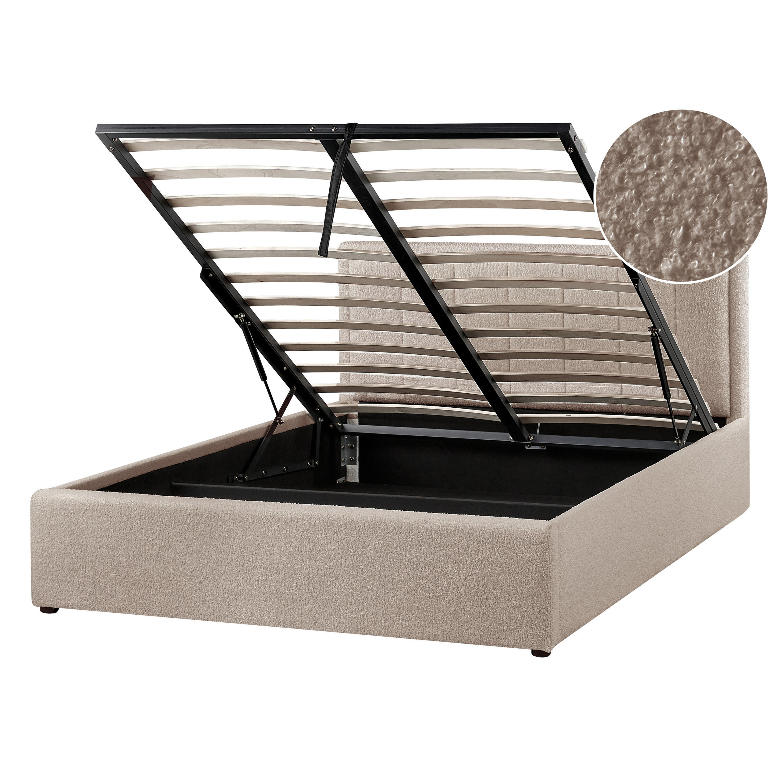 Beliani POSTEL s úložným prostorem 140/200 cm Bouclé Taupe Montlaur