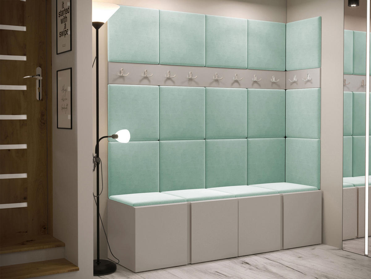 GARDEROBEN-SET Orion II - Kaschmir/Mintgrün, Holzwerkstoff/Kunststoff (168/186/46cm) - MIRJAN24