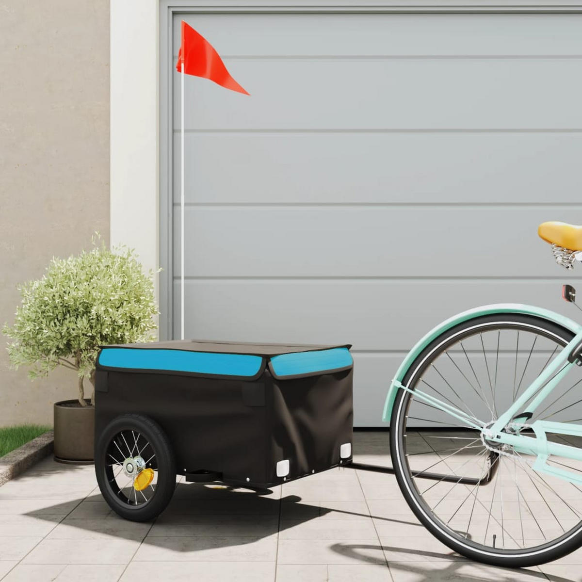 FAHRRADANHÄNGER Schwarz Und Blau 30 Kg Eisen - Blau, Metall (54/44/120cm) - vidaXL