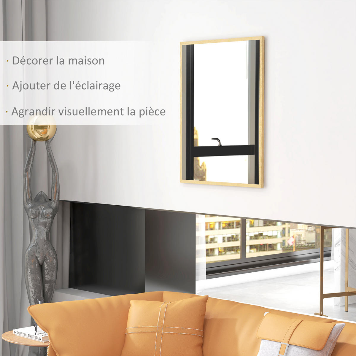 WANDSPIEGEL DE-14263 rechteckig 90x70 cm Natur - Naturfarben, Glas (70/90/2cm) - ComfortXL