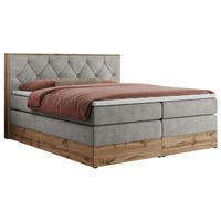 BOXSPRINGBETT VENETO KING 180/200 Hellgrau Struktur - H4 - Hellgrau, Holz/Textil (180/200cm) - MKS