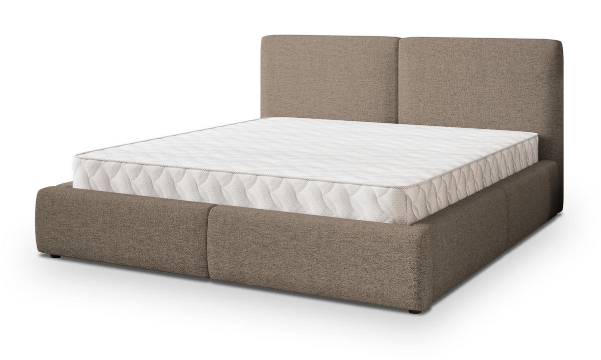 POLSTERBETT FELURO 160x200 cm mit Bettkästen - Braun - Braun, Holz (160/200cm) - MASSENO