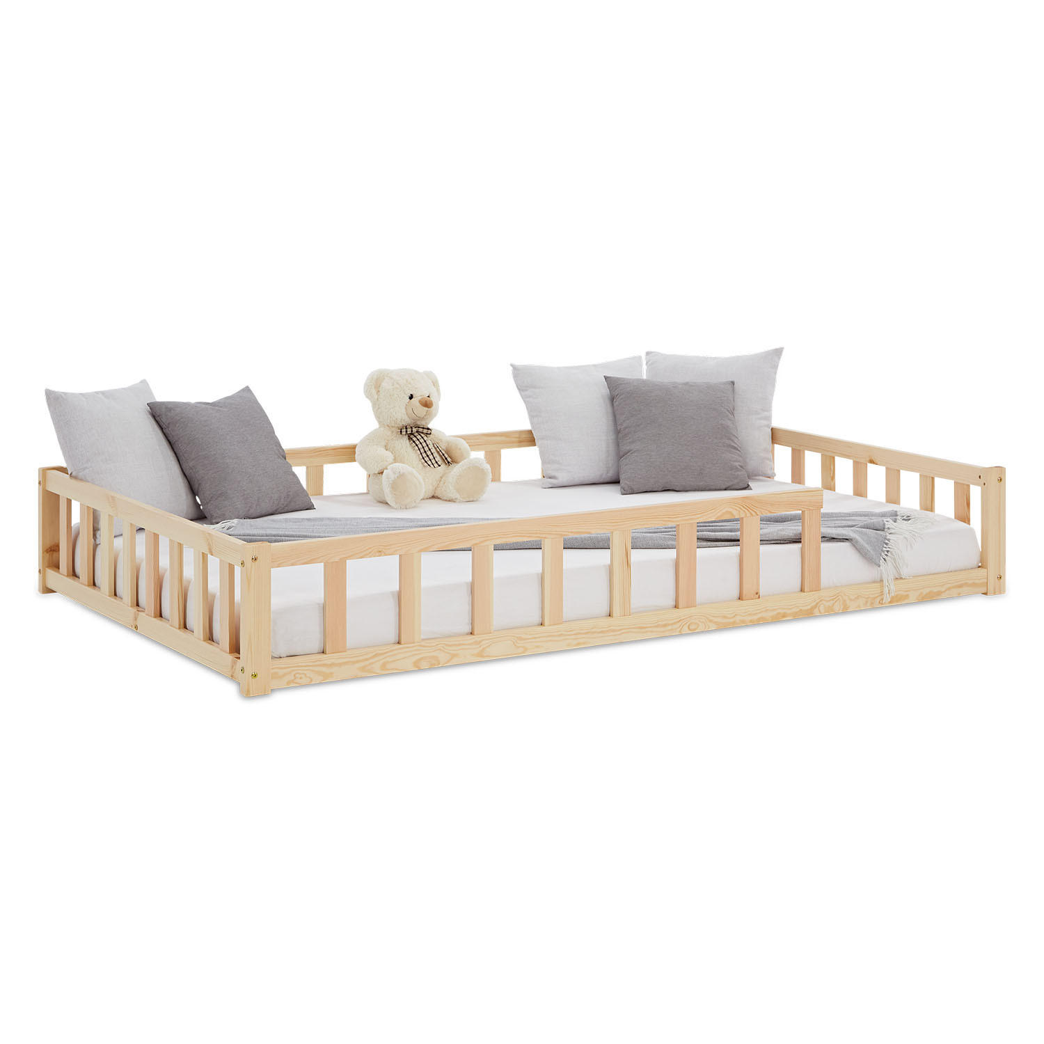 BODENBETT 120x200 cm Natur mit Lattenrost - Naturfarben, Holz (120/200cm) - Homestyle4u
