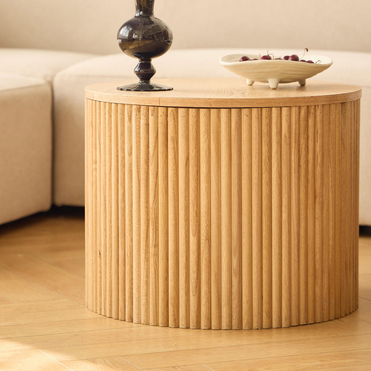 COUCHTISCH (2er set) Rund Braun 50 x 50 x 39 cm - Braun, Holz (50/50/38.5cm) - Nordlys