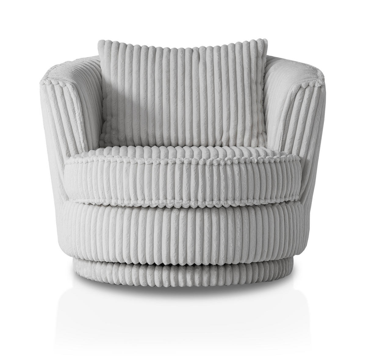 BIG-SESSEL Mega Cord hell grau Ø 95 cm 360° drehbar, inklusive Kissen - Hellgrau, Holz/Kunststoff (95/77/95cm) - Furn.Design