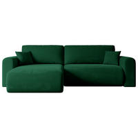 ECKSOFA mit Schlaffunktion und Bettkasten ORRO-L - 272x145x83 cm Grün Velours - Schwarz/Grün, Holzwerkstoff/Kunststoff (272/145cm) - ALTDECOR