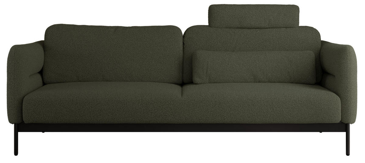 SOFA SALENTO Grün Boucle - Schwarz/Grün, Textil/Metall (221/82/101cm) - MKS