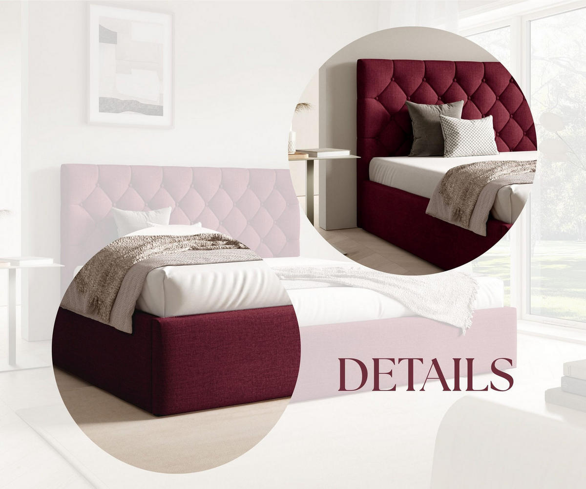 POLSTERBETT BEZA IV - Weinrot - Weinrot, Holz/Textil (180/200cm) - AN-Moebel 4u