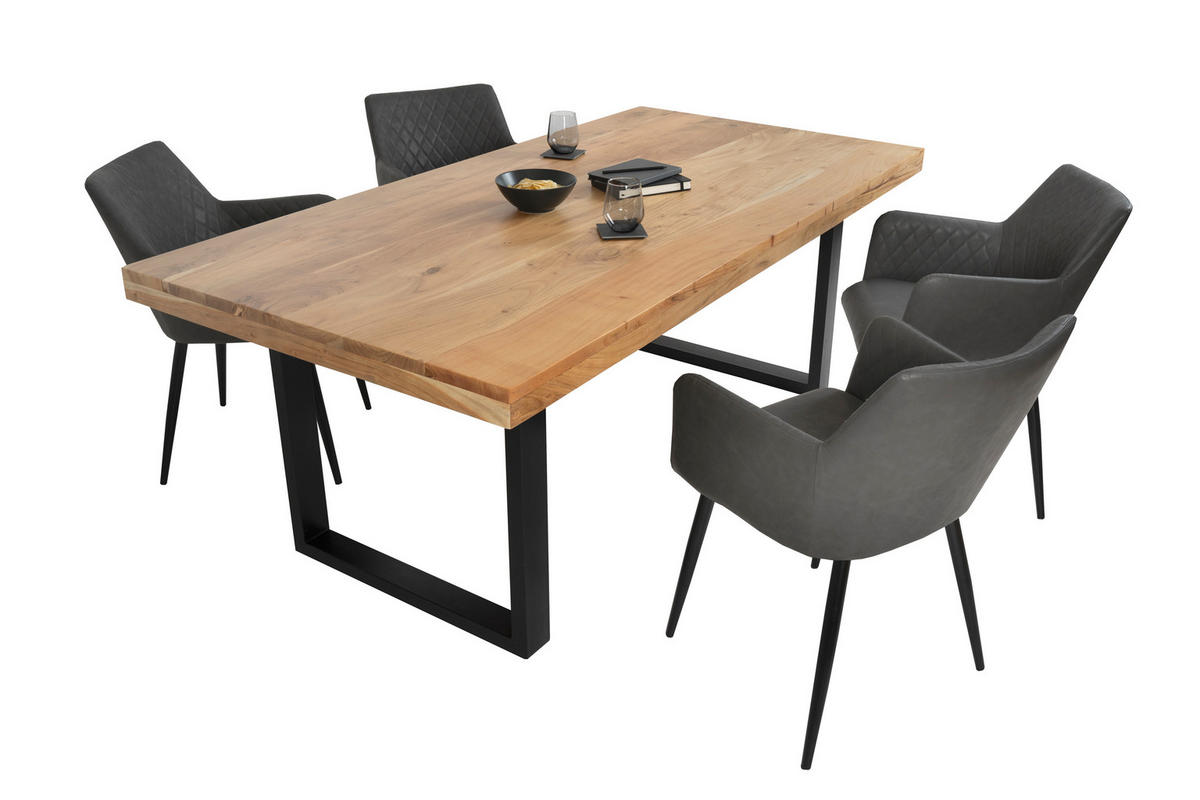 ESSTISCH RIO - Beige/Schwarz, Holz/Metall (100/220/77cm) - SAM