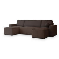 ROHOVÁ SEDAČKA PESANO hnědá - šedá/hnědá, dřevo/textil (306/140cm) - MASSENO