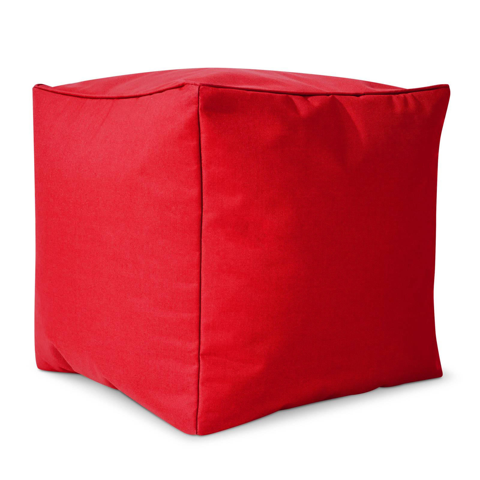 SITZSACK-HOCKER Pouf "Cube" 40x40x40cm - Rot, Textil (40/40/40cm) - Green Bean