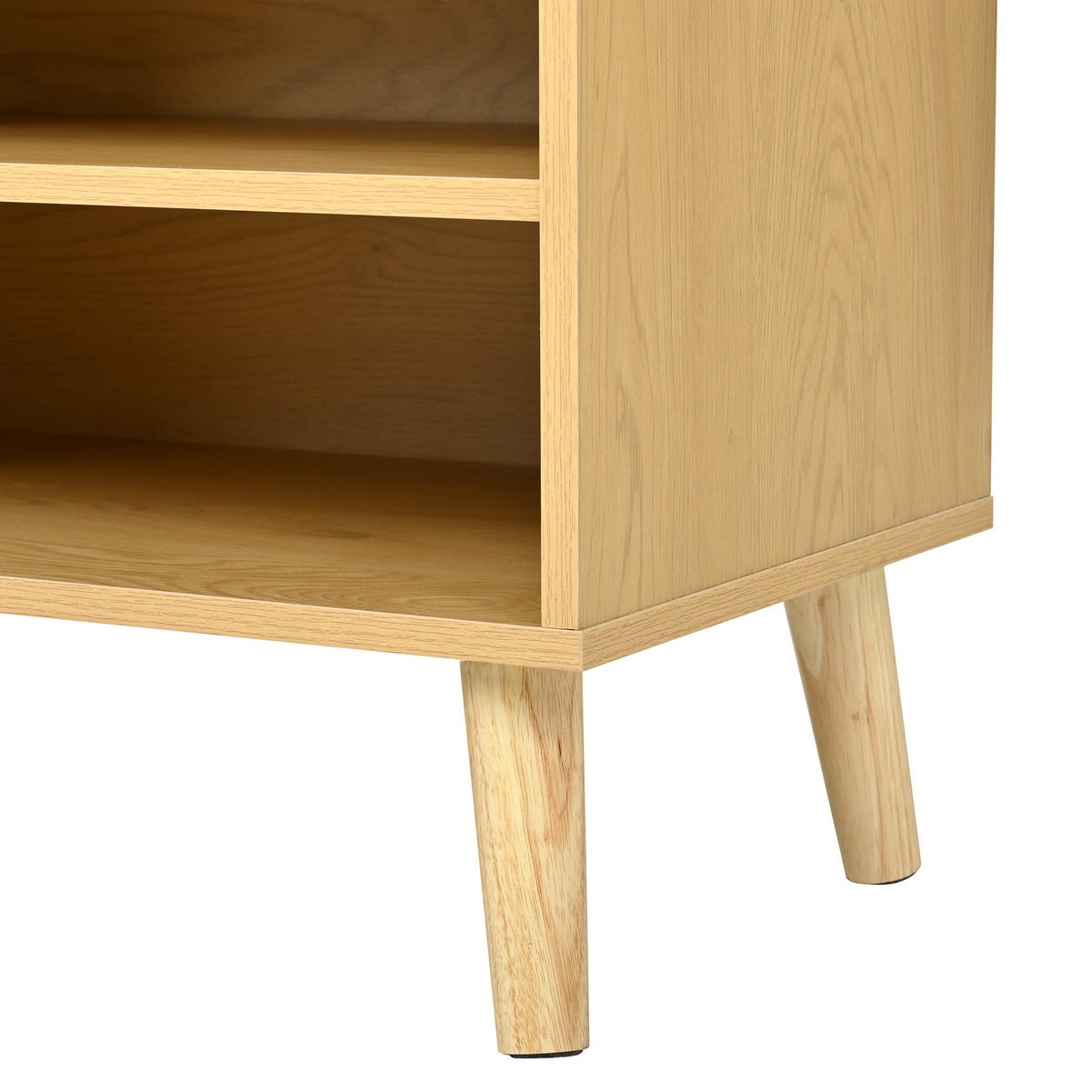 SCHUHREGAL 60 cm Naturholz mit Rattantüren mit offenen Fächern im Boho-Stil - Naturfarben, Holzwerkstoff (60/121/40cm) - Urban Meuble