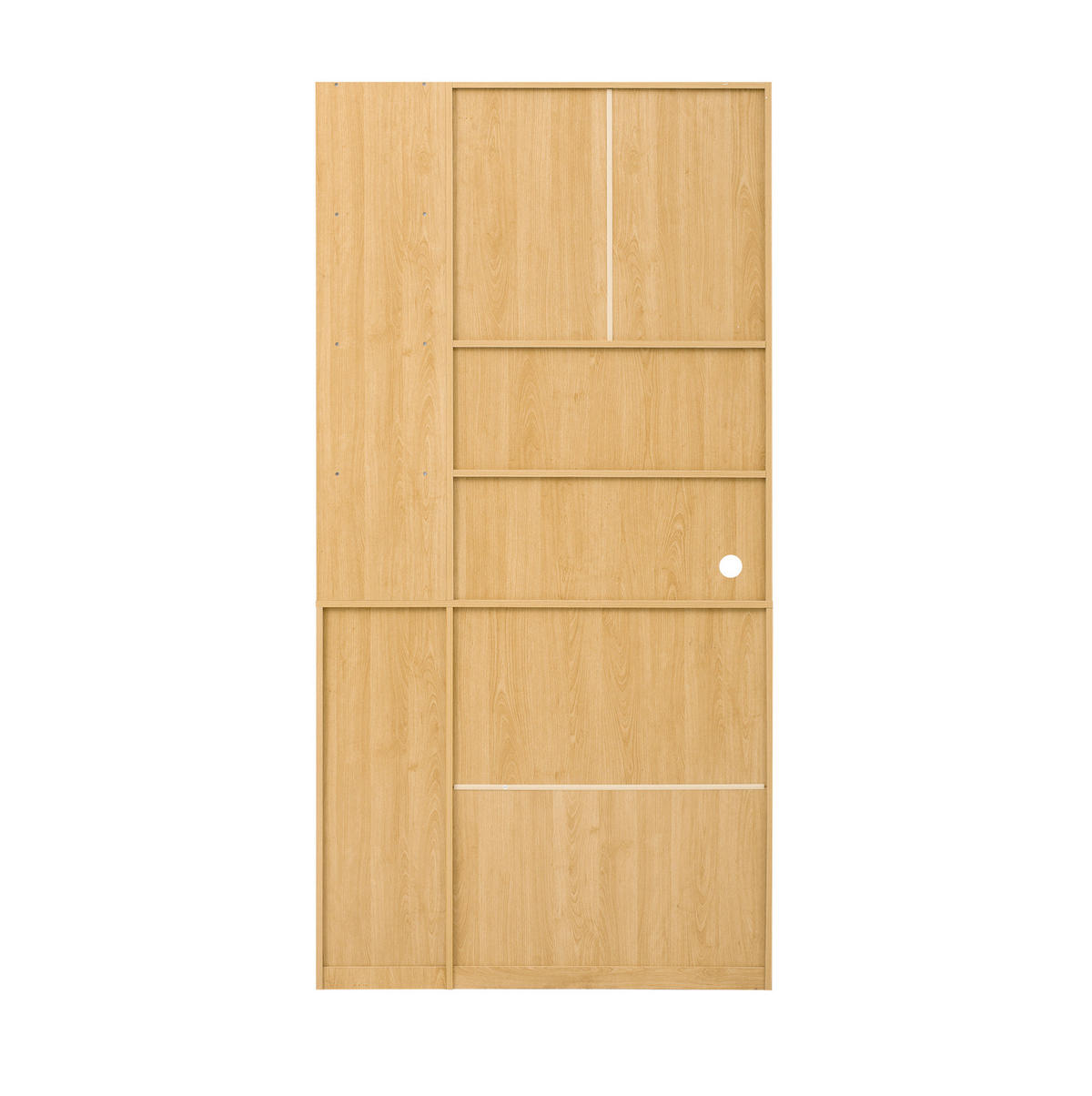 VYSOKÁ skříňka z MDF 100x40x200 cm bílá/přírodní se zásuvkami, výsuvnou policí a rýhovaným sklem - bílá, kompozitní dřevo (100/200/40cm) - Modfu