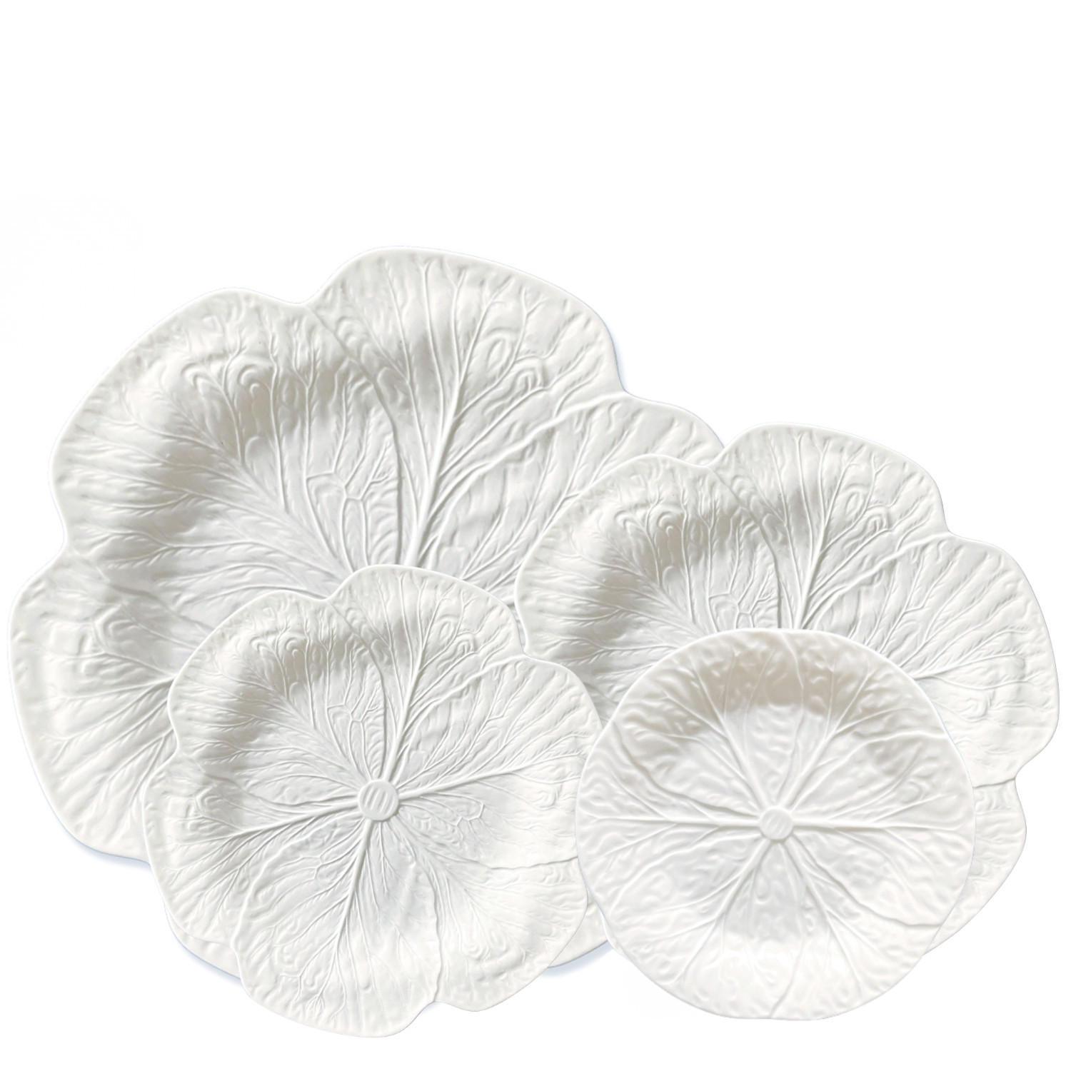 TAFELSERVICE 4-teilig Porzellan Weiß 33/26,8/21,7/16,5 cm - Weiß/Grün, Keramik (33/2/33cm) - Quality Elegance