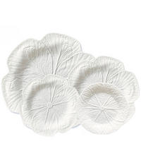 TAFELSERVICE 4-teilig Porzellan Weiß 33/26,8/21,7/16,5 cm - Weiß/Grün, Keramik (33/2/33cm) - Quality Elegance