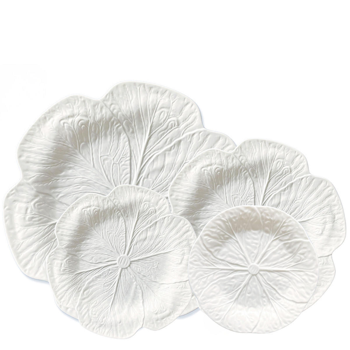 TAFELSERVICE 4-teilig Porzellan Weiß 33/26,8/21,7/16,5 cm - Weiß/Grün, Keramik (33/2/33cm) - Quality Elegance