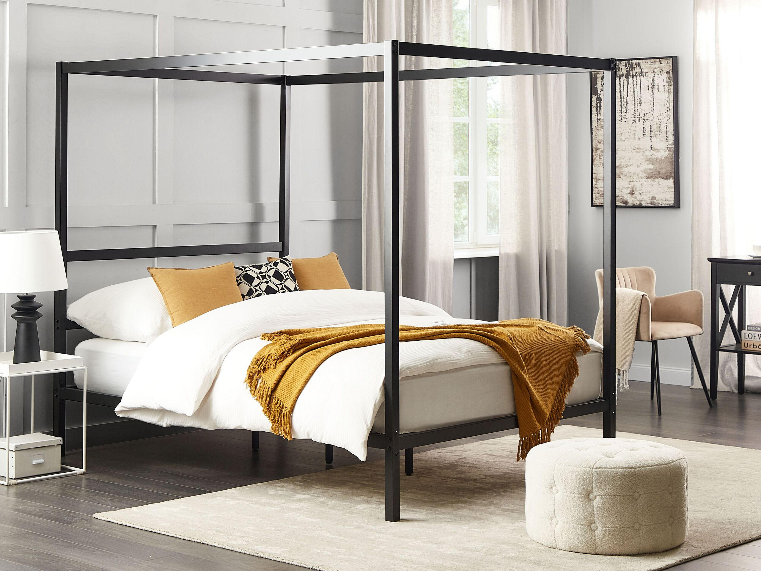 HIMMELBETT 140/200cm Schwarz Lestards - Schwarz, Metall (140/200cm) - Beliani