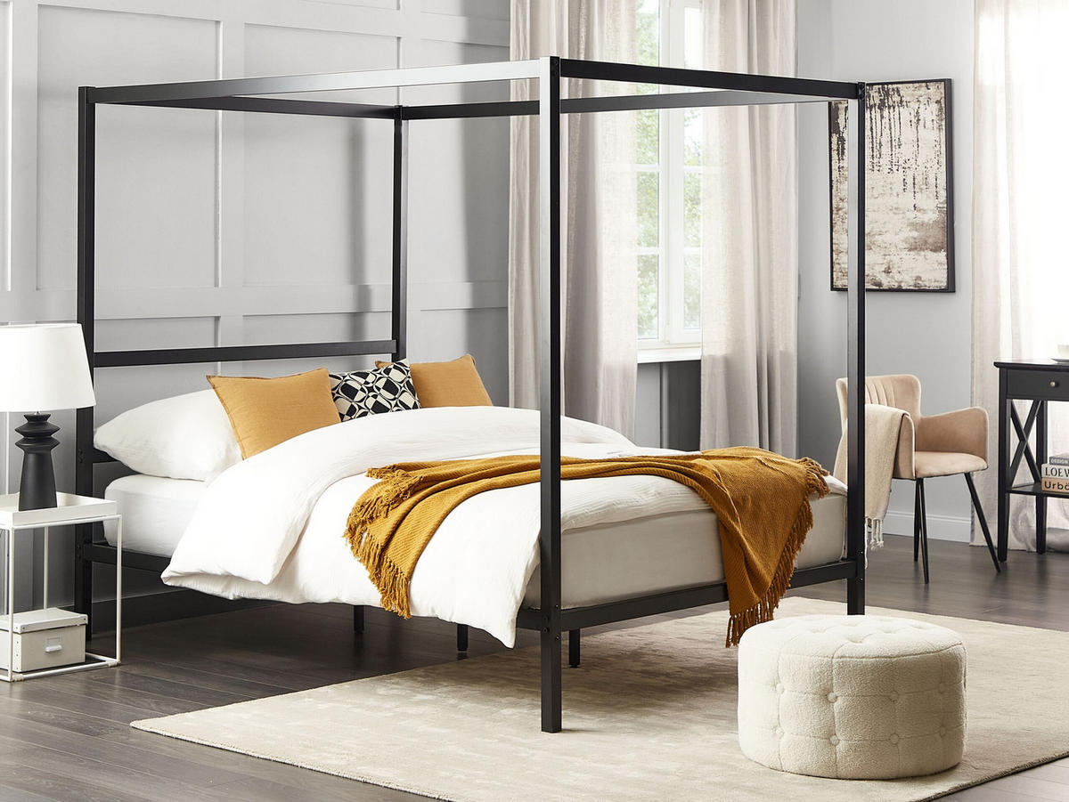 HIMMELBETT 140/200cm Schwarz Lestards - Schwarz, Metall (140/200cm) - Beliani