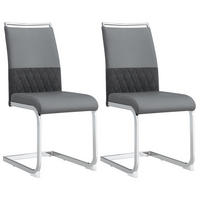 ESSZIMMERSTUHL 2er-Set mit Kunstleder- und Leinenpolsterung, ergonomischer Küchen- und Bürostuhl, grau - Grau, Kunststoff (48/95/42cm) - Luhomfu