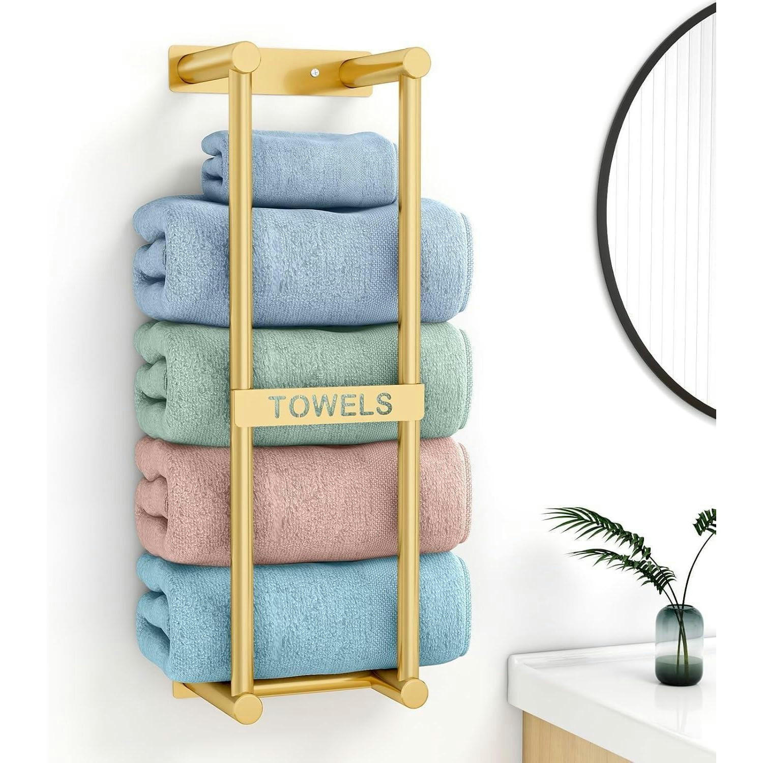 HANDTUCHREGAL Wandmontage Gold 56 cm - Multicolor, Metall (14/56.5/19cm)