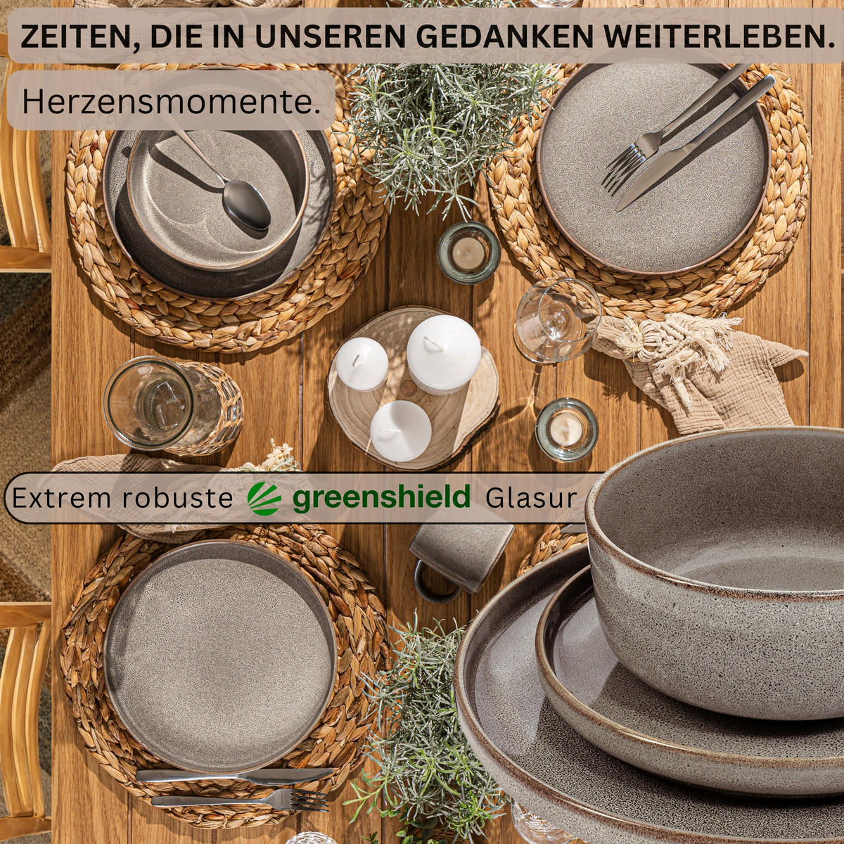 TAFELSERVICE KAIRO GRAPHIT - 24 teilig aus Steingut - Braun, Keramik (70/30/70cm) - Sänger