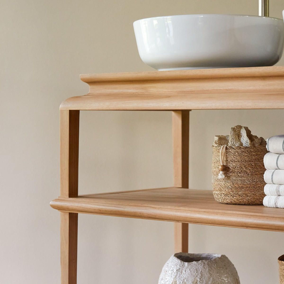 WASCHTISCHUNTERSCHRANK Achille Natur aus Teak - Naturfarben, Holz (134/80/55cm) - Tikamoon