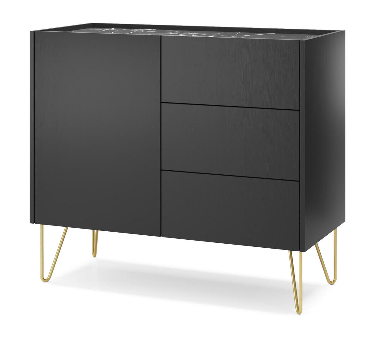 SIDEBOARD SCHWARZ - Schwarz, Holzwerkstoff (97/83/37cm) - FURNLUX