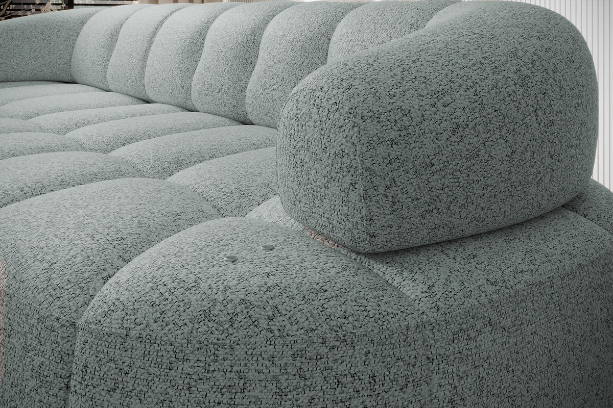 ECKSOFA Wesper S – Eckcouch mit Elektrischer Sitzverstellung, L-förmig, Freistehend, Relaxfunktion, 183x284x79 cm – Rechte, Minze - Hellgrün, Holz/Textil (284/113cm) - DomoHome