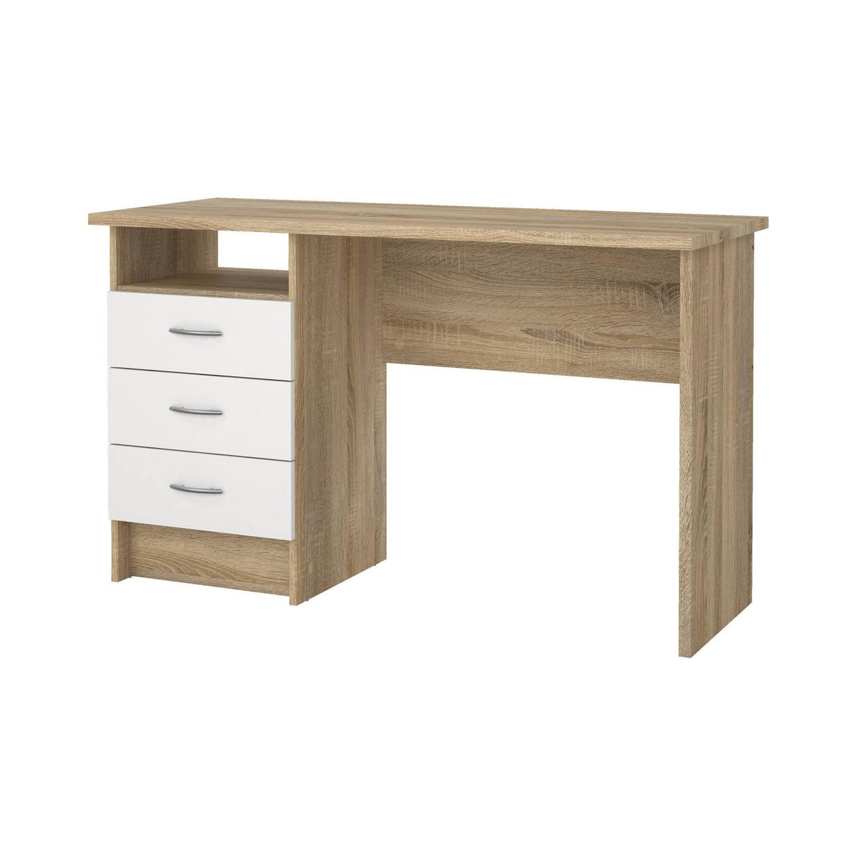 SCHREIBTISCH Eiche, Weiß 48.1/120.1/72.6 cm - Braun, Holzwerkstoff (48.1/120.1/72.6cm) - DMORA