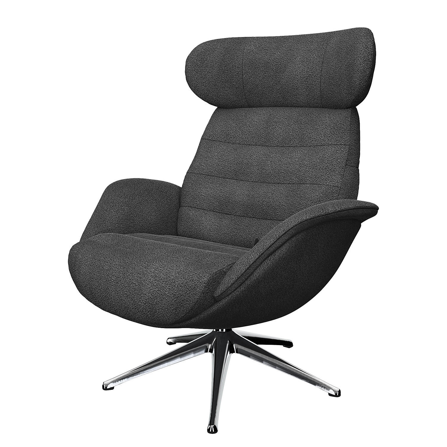 RELAXSESSEL - Chromfarben/Anthrazit, Textil/Metall (90/107/90cm) - home24