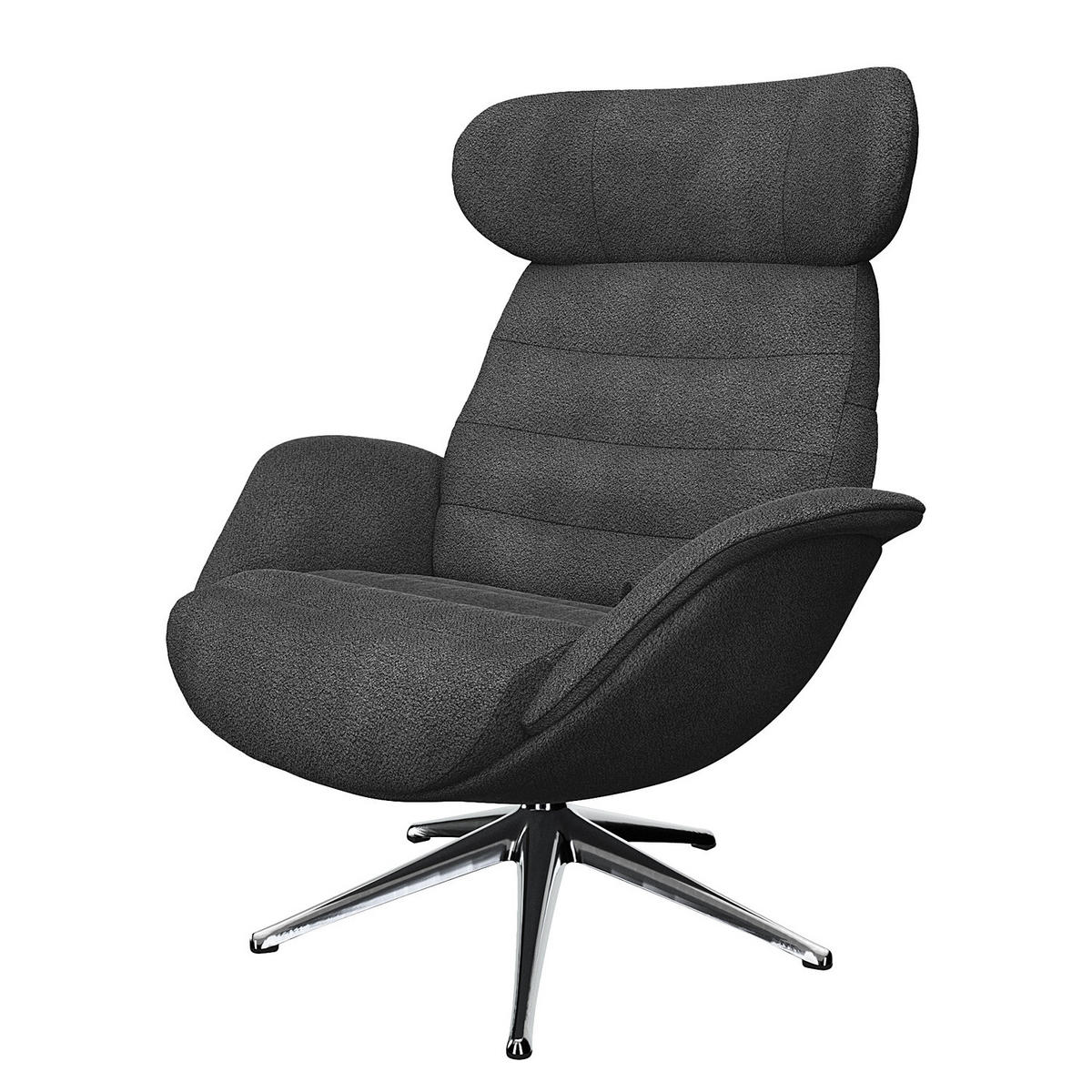 RELAXSESSEL - Chromfarben/Anthrazit, Textil/Metall (90/107/90cm) - home24