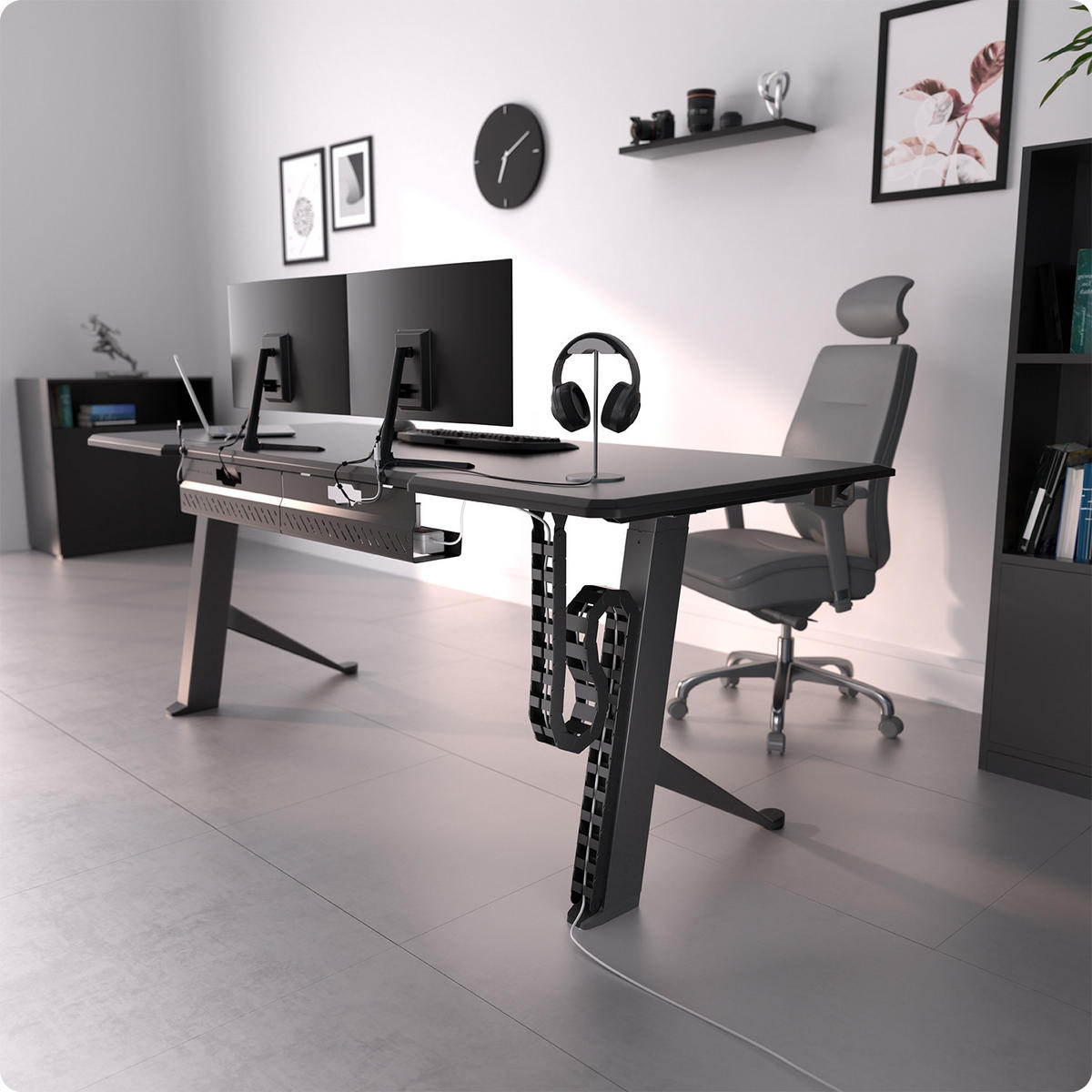 KABELFÜHRUNG Schreibtisch - Kabelmanagement - Schwarz - Schwarz, Kunststoff (133/5/2.7cm) - Ultimate Setup