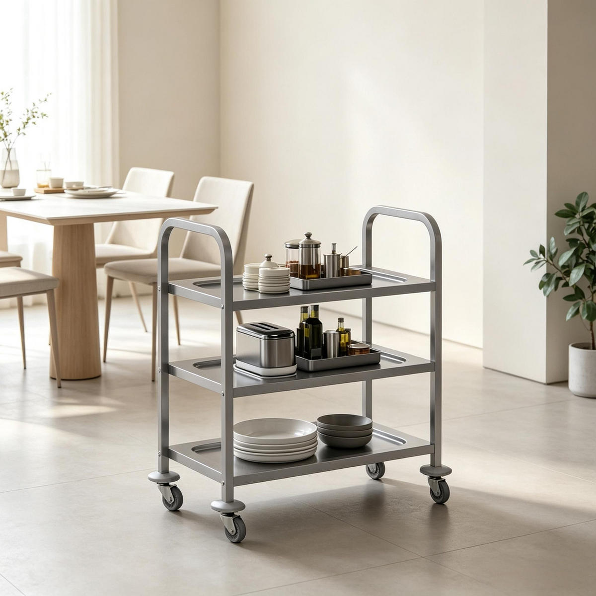 KÜCHENWAGEN Mit Rollen, 150 KG TRAGKRAFT, Für Küche Und Esszimmer, 90,5/50,5/88,2 cm - Multicolor, Holzwerkstoff (50.5/88.2/90.5cm) - Rolipo