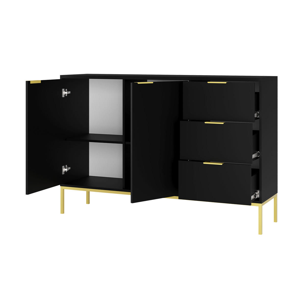 SIDEBOARD Seattle Schwarz - Schwarz, Holzwerkstoff (150/100.4/40cm) - Petits-meubles