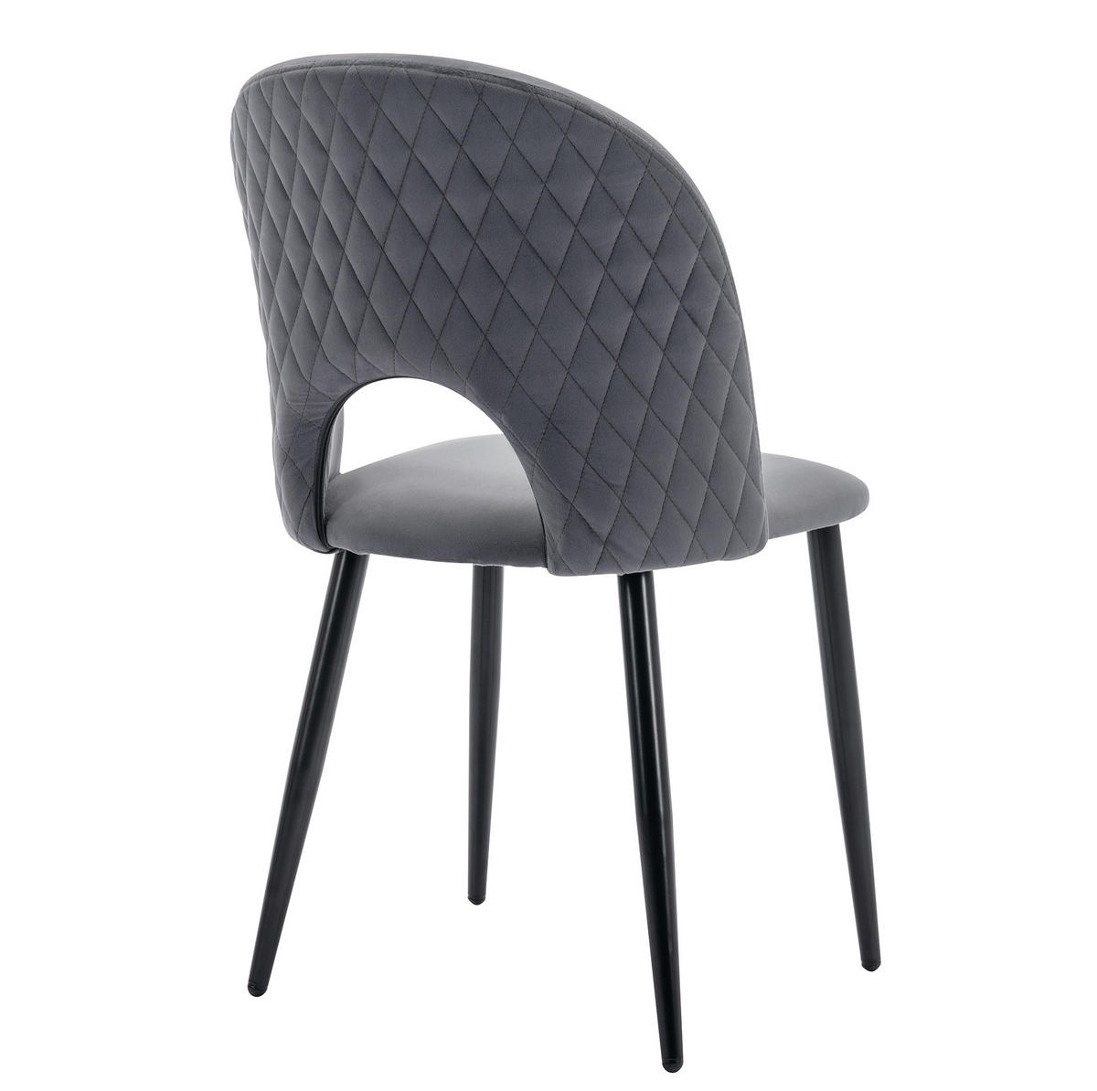 POLSTERSTUHL mit Rückenlehne ca. 47 x 44 x 84 cm Samt Grau - Grau, Metall (44/84/47.1cm) - Meubliv
