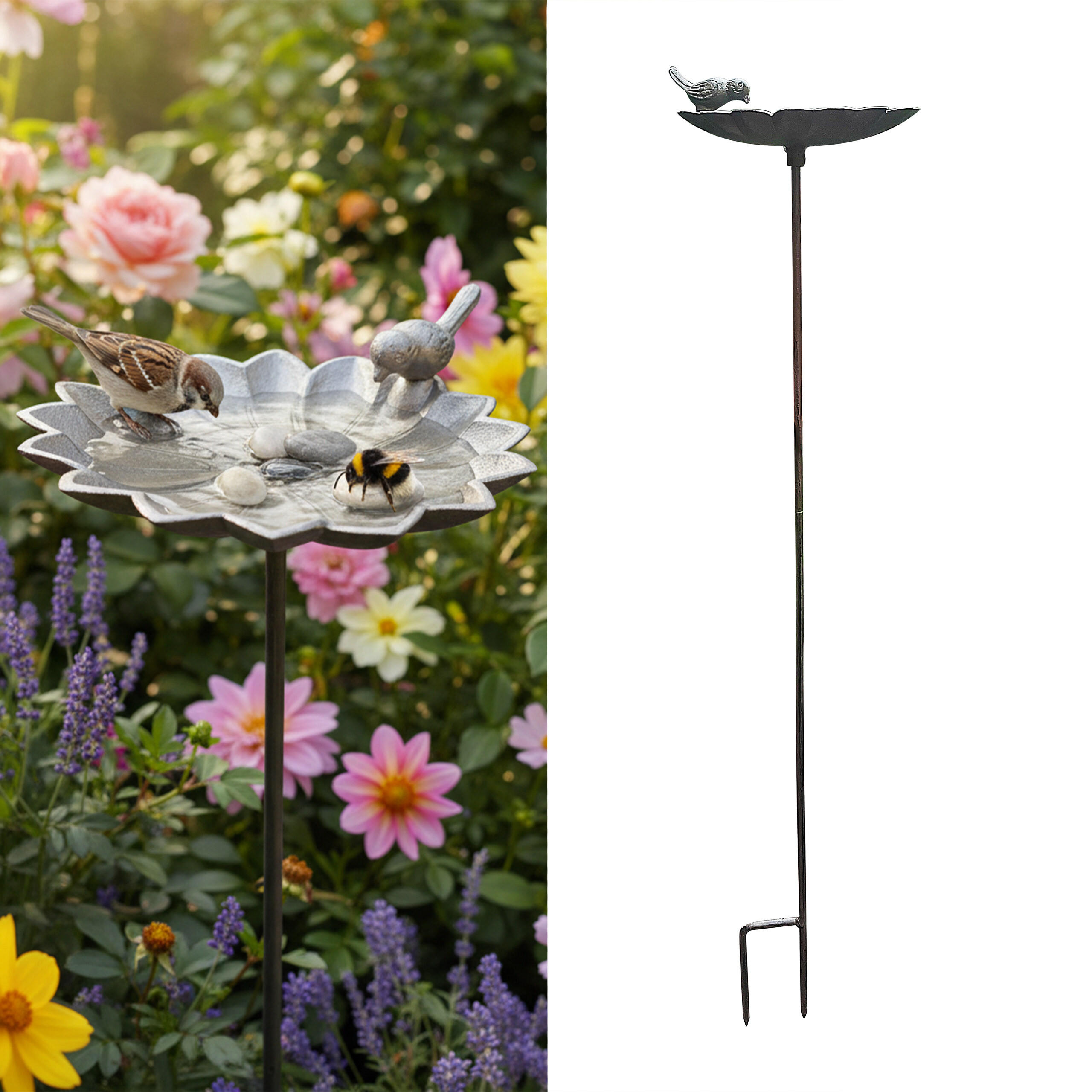 VOGELTRÄNKE - Dunkelbraun, Metall (19.5/93/17cm) - Relaxdays