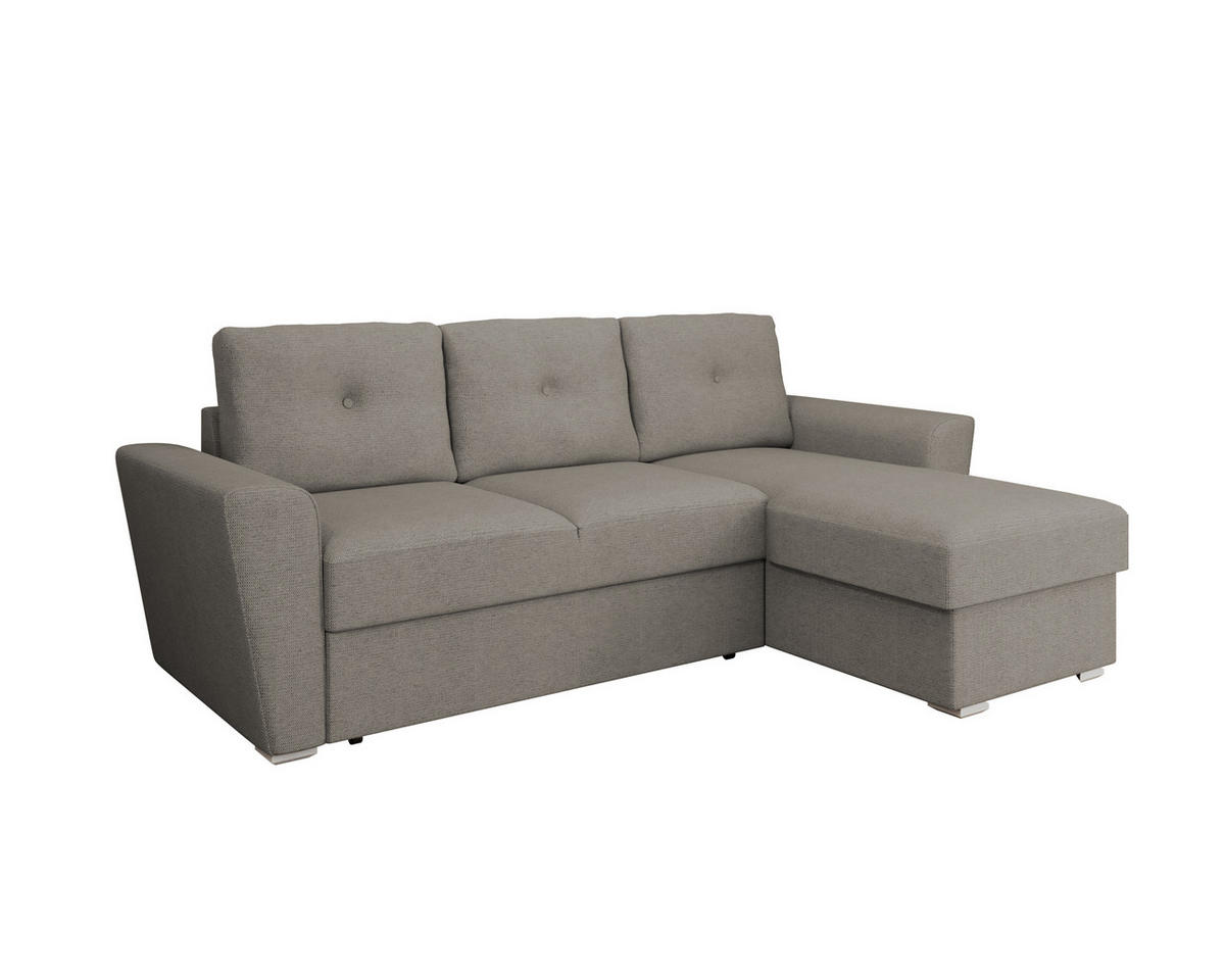 ECKSOFA Bellano Ecksofa L-Form- links oder rechts montierbar, grau - Grau, Holz (243/156cm) - Homesy