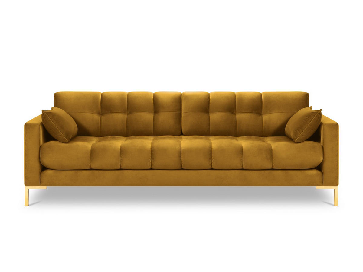 SOFA Mamaia aus Samt gelb 4 Sitzplätze - Gelb, Textil (92/75/217cm) - Micadoni